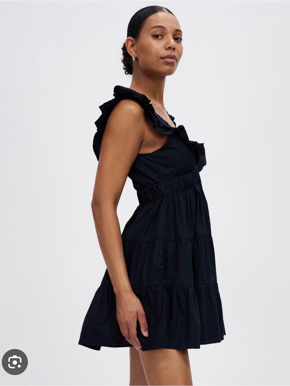 Abercrombie & Fitch Black Ruffle Tiered Mini Dress L